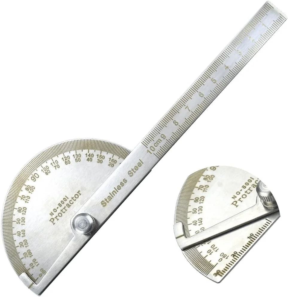 ابزار اندازه گیری زاویه فنری استیل X، خط کش 10 سانتی متری با نقاله، نوع مونتاژی، ایده آل برای مهندسی، نجاری و طراحی