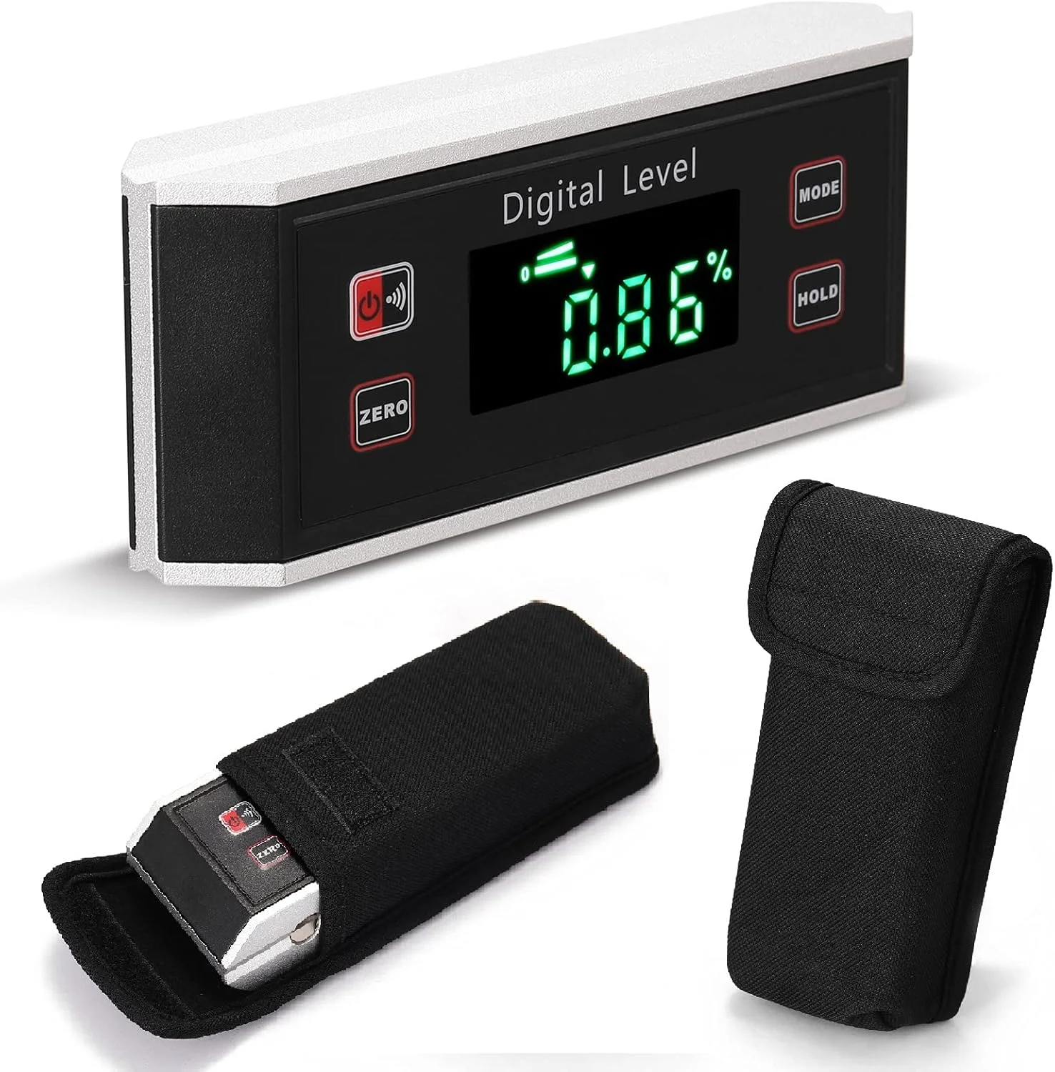 Eacam Portable 4 * 90° IP54 Waterproof Dustproof Level High Precisions Angle Finder Digital Protractor Inclinometer Digital Level LCD Display Data Hold Function Woodworking Utility Tool