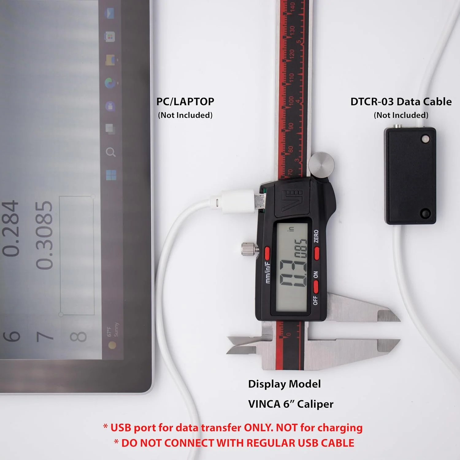 کولیس دیجیتال ورنیه با کیفیت وینکا DCLA-1205، تبدیل اینچ/متریک/کسری، بدنه استیل ضد زنگ 0-12 اینچ/300 میلی متر، صفحه نمایش LCD بسیار بزرگ قرمز/مشکی، خاموش شدن خودکار، ابزار اندازه گیری ویژه