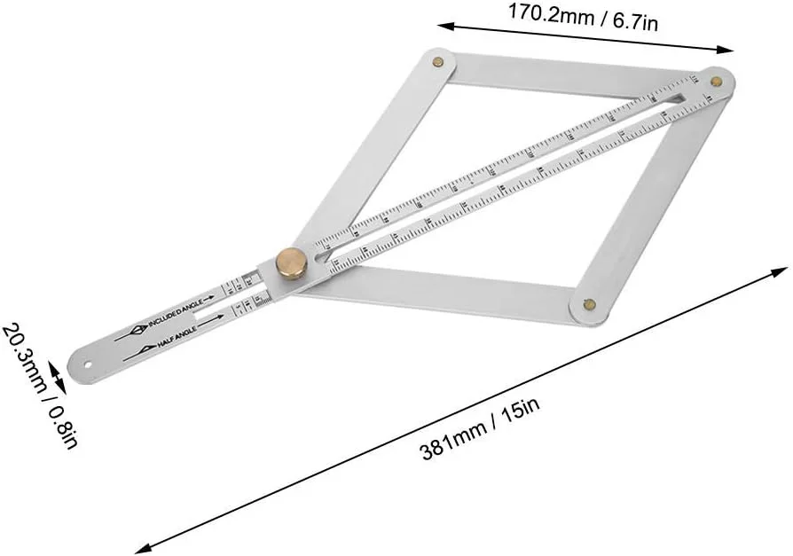 نقاله های ساختمانی Excefore، نقاله زاویه یاب، خط کش، نقاله استیل ضد زنگ 0-170 درجه، ابزار زاویه یاب گونیومتر جهانی برای نجار، پروفایلر سقف مورب