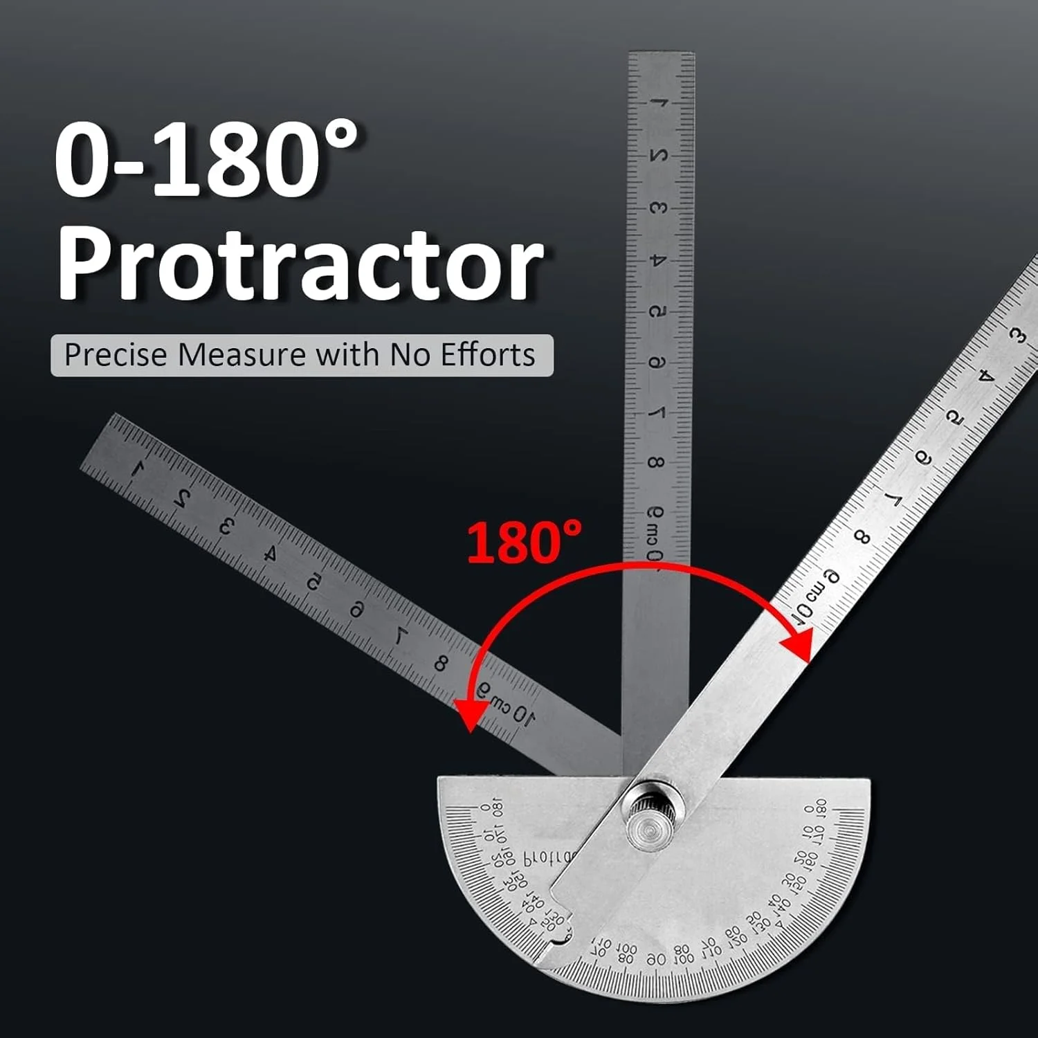 نقاله استیل ضد زنگ ELECDON، خط کش دو بازویی 180 درجه، نقاله زاویه قابل تنظیم، خط کش نجاری، ابزار اندازه گیری زاویه برای صنعتگران