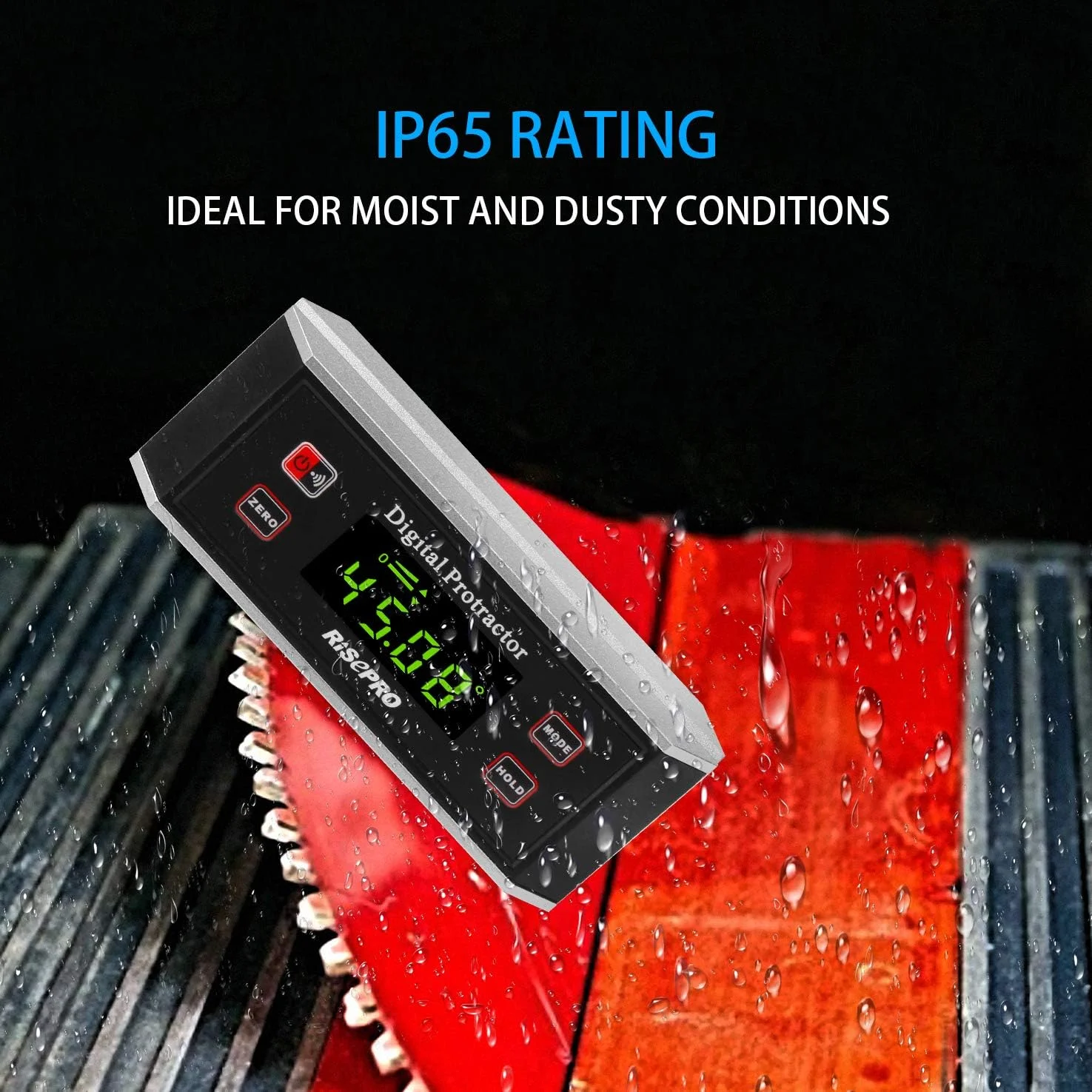 RISEPRO Inclinometer, Digital Protractor Angle Finder Level Inclinometer Magnetic V-Groove 0~360 degree with Backlight 82413B