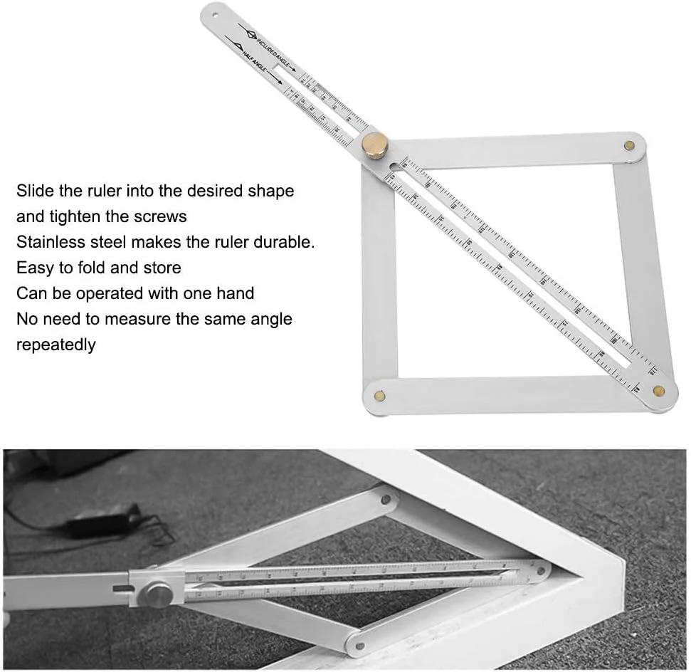 نقاله های ساختمانی Excefore، نقاله زاویه یاب، خط کش، نقاله استیل ضد زنگ 0-170 درجه، ابزار زاویه یاب گونیومتر جهانی برای نجار، پروفایلر سقف مورب