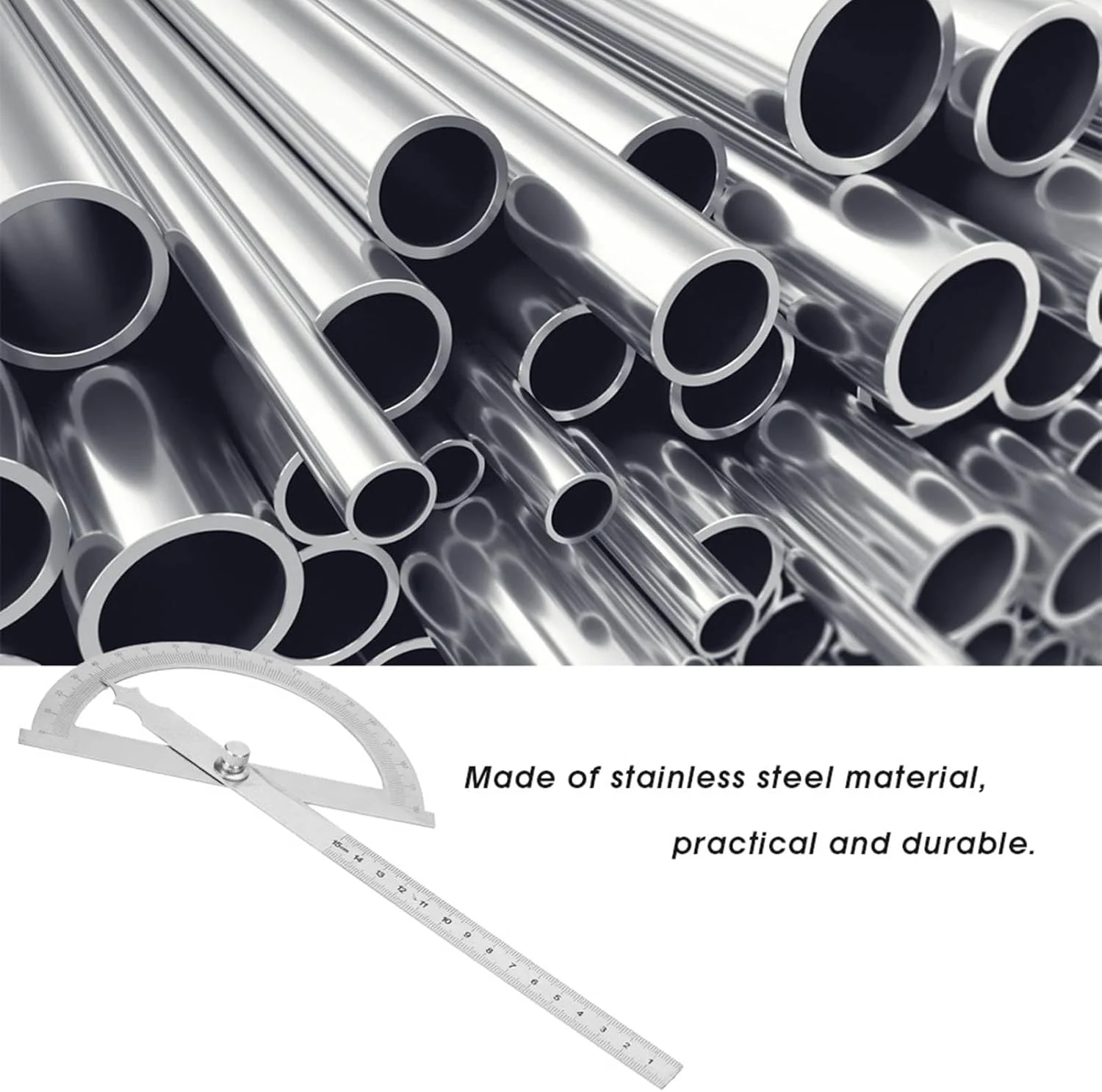 نقاله استیل ضد زنگ، خط کش اندازه گیری زاویه، خط کش 2 در 1، کیت خط کش نقاله و اندازه گیری زاویه برای عمق (150 * 200 میلی متر)