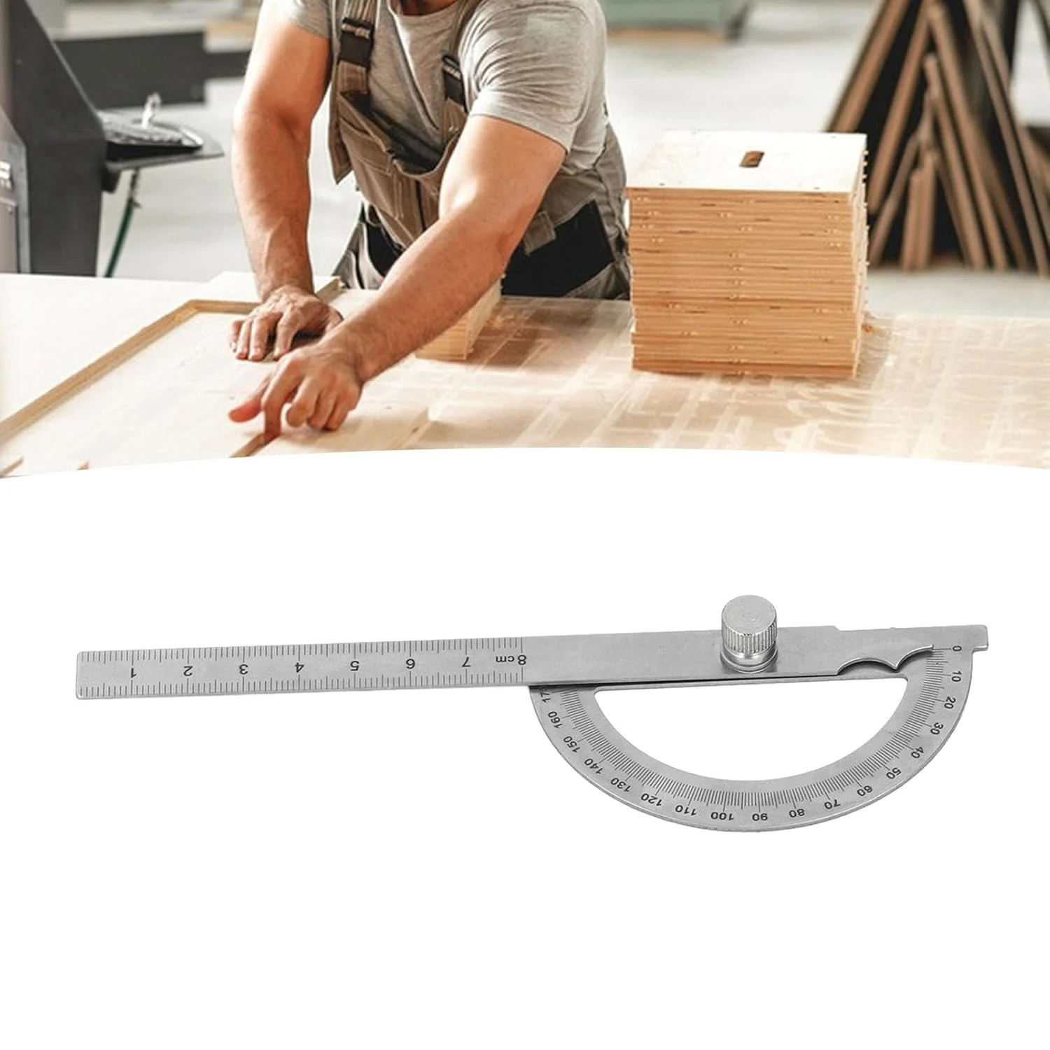 زاویه سنج OVAQUIXI، ابزار اندازه گیری زاویه استیل ضد زنگ، خط کش 180 درجه، زاویه یاب برای طراحی (محدوده 80x120mm 0 تا 8cm)