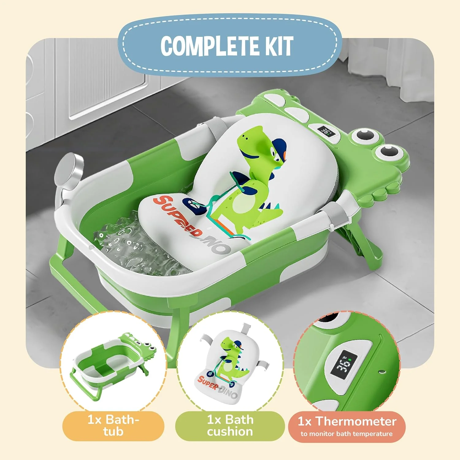 وان حمام تاشو کودک با بالش حمام ضد لغزش - وان حمام کودک برای نوزاد تازه متولد شده - وان حمام کودک با دماسنج برای کنترل دمای آب - وان حمام کودک از بدو تولد تا 3 سالگی - حمام کودک - تاشو وان حمام تاشو کودک با بالش حمام ضد لغزش - وان حمام کودک برای نوزاد تازه متولد شده - وان حمام کودک با دماسنج برای کنترل دمای آب - وان حمام کودک از بدو تولد تا 3 سالگی - حمام کودک - تاشو