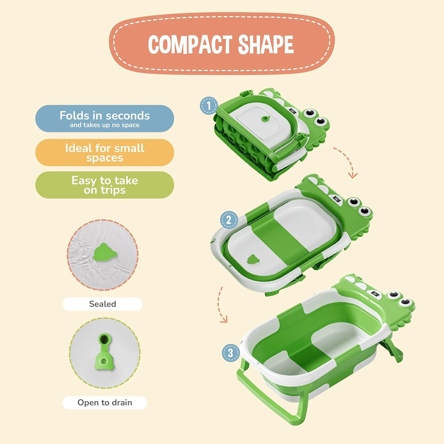 وان حمام تاشو کودک با بالش حمام ضد لغزش - وان حمام کودک برای نوزاد تازه متولد شده - وان حمام کودک با دماسنج برای کنترل دمای آب - وان حمام کودک از بدو تولد تا 3 سالگی - حمام کودک - تاشو وان حمام تاشو کودک با بالش حمام ضد لغزش - وان حمام کودک برای نوزاد تازه متولد شده - وان حمام کودک با دماسنج برای کنترل دمای آب - وان حمام کودک از بدو تولد تا 3 سالگی - حمام کودک - تاشو
