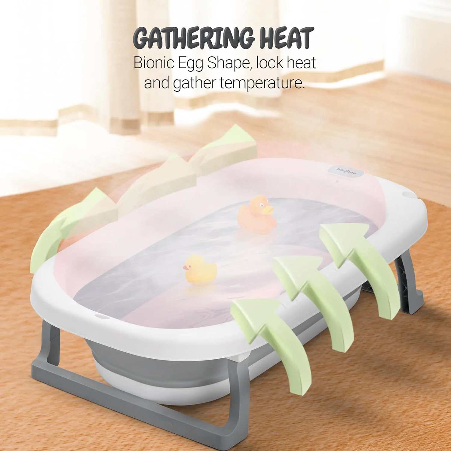 وان تاشو کودک بیبی با پایه ضد لغزش | وان حمام قابل حمل کودک، استخر شنا کوچک برای نوزادان | وان حمام کودک برای پسران و دختران 0-3 سال (خاکستری)