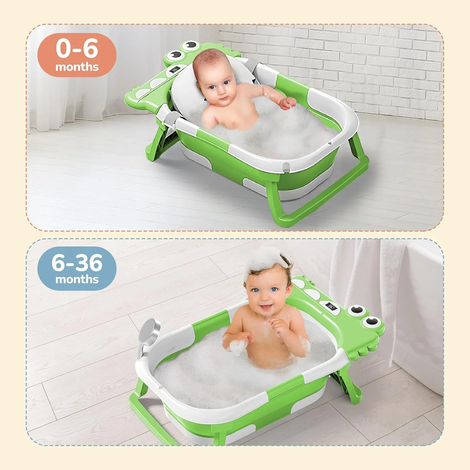 وان حمام تاشو کودک با بالش حمام ضد لغزش - وان حمام کودک برای نوزاد تازه متولد شده - وان حمام کودک با دماسنج برای کنترل دمای آب - وان حمام کودک از بدو تولد تا 3 سالگی - حمام کودک - تاشو وان حمام تاشو کودک با بالش حمام ضد لغزش - وان حمام کودک برای نوزاد تازه متولد شده - وان حمام کودک با دماسنج برای کنترل دمای آب - وان حمام کودک از بدو تولد تا 3 سالگی - حمام کودک - تاشو