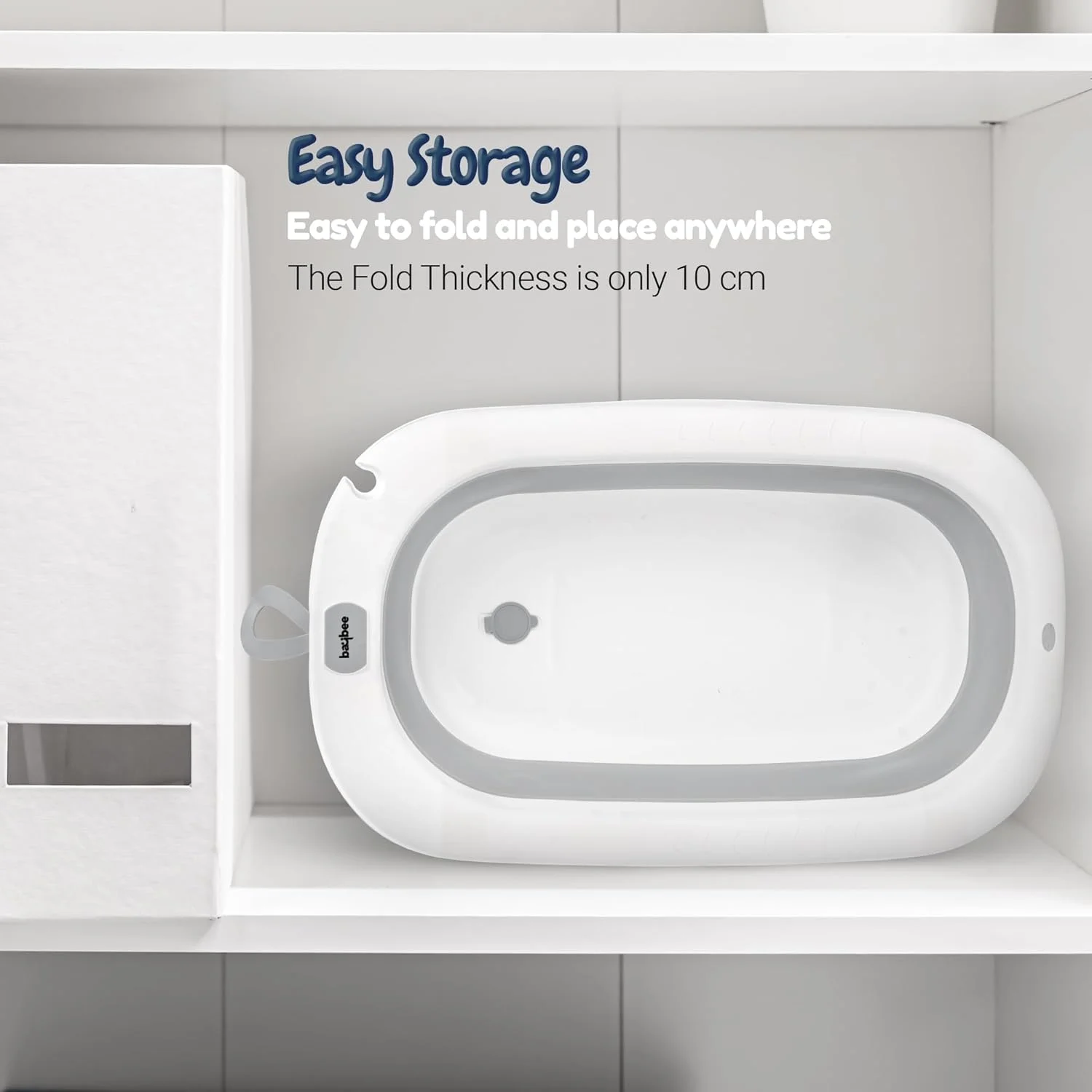 وان تاشو کودک بیبی با پایه ضد لغزش | وان حمام قابل حمل کودک، استخر شنا کوچک برای نوزادان | وان حمام کودک برای پسران و دختران 0-3 سال (خاکستری)