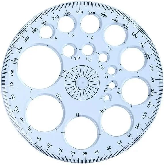شابلون دایره کامل سفید LUYAO، نقاله دایره ای چند منظوره 360 درجه پلاستیکی برای ابزار طراحی نقاشی برای دفتر، خانه و کلاس درس