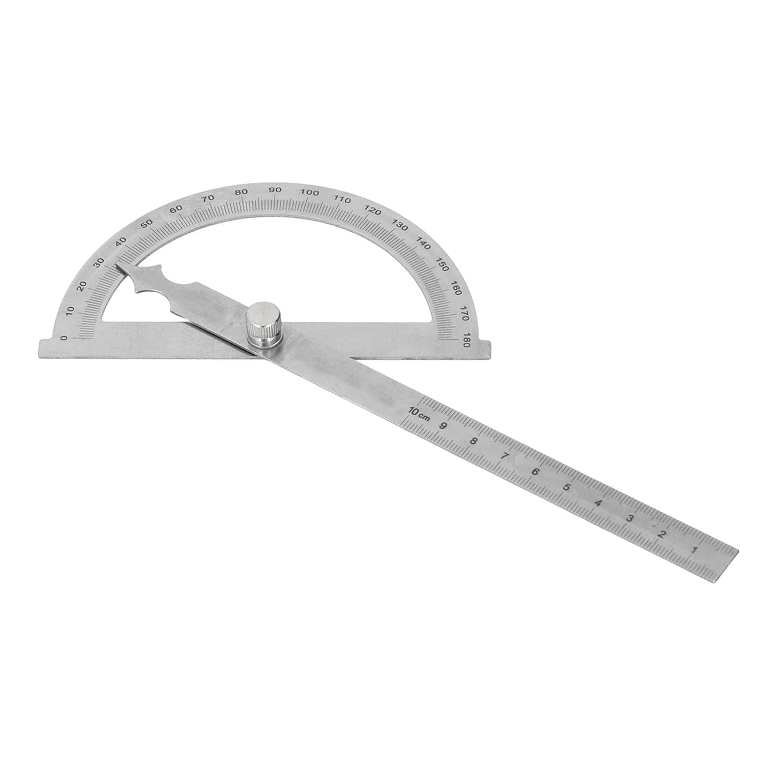 نقاله زاویه ای VELATEMOR، استیل ضد زنگ، کاربری آسان، دقت بالا، چند منظوره 180 درجه برای کار با چوب و فلز (120x150mm محدوده 0 تا 10cm)