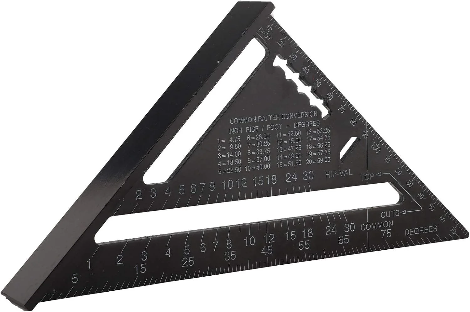 گونیا زاویه یاب مثلثی - 7 اینچ آلیاژ آلومینیوم مشکی اکسیداسیون راهنمای طرح بندی گونیا زاویه یاب مثلثی سقف (سیستم متریک)