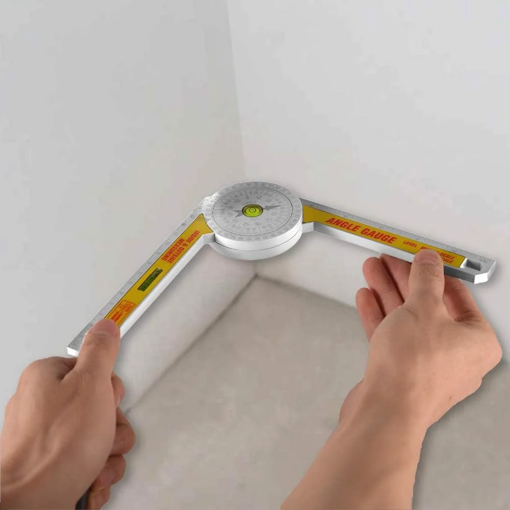 نقاله اره فارسی بر AUSDTOOLS ضد زنگ، زاویه یاب، مقیاس سنج، خط کش زاویه با دقت بالا، ابزار اندازه گیری 360 درجه