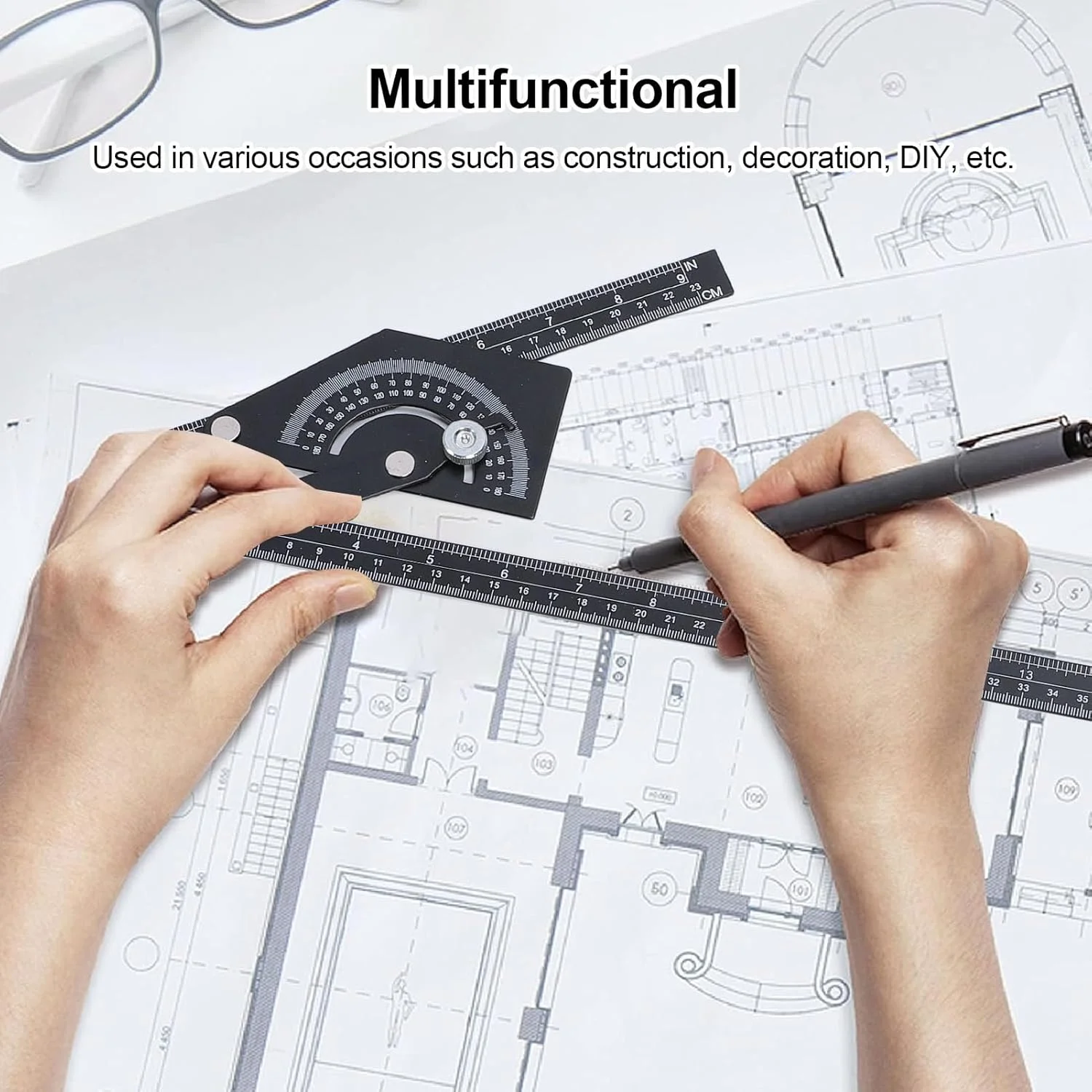 نقاله زاویه ای استیل ضد زنگ 0 تا 180 درجه ابزار اندازه گیری زاویه برای سازه های چوبی (1)