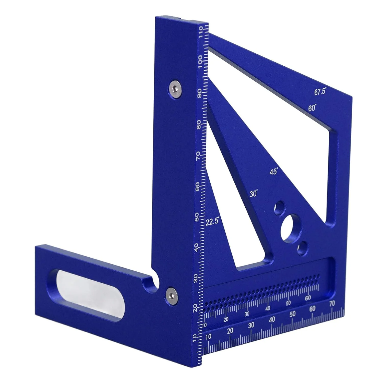 خط کش اندازه گیری چند زاویه ای سه بعدی BusoTh، زاویه سنج نجاری آلیاژ آلومینیوم 22.5-90 درجه، علائم حک شده، مهندس نجار، اندازه جیبی، برای کالیبراسیون اندازه گیری (آبی)