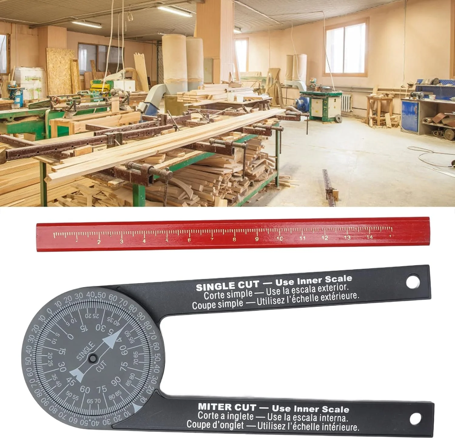 نقاله برای اره میتر، زاویه یاب 360 درجه، نقاله اندازه گیری آسان برای زاویه یاب میتر برای نجاری