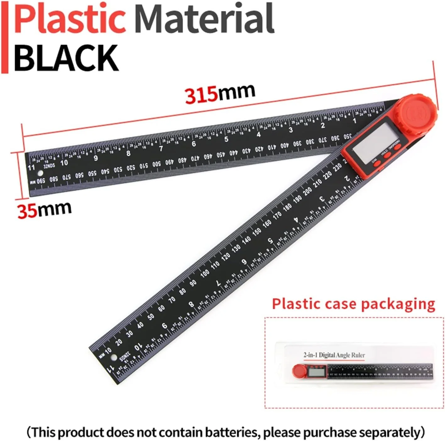 گونیا دیجیتال زاویه یاب نجاری GZDcjsc، زاویه سنج، ابزار الکترونیکی نجار، گونیومتر، زاویه یاب، خط کش اندازه گیری چند زاویه، ابزار دقیق (گونیا مشکی P3)
