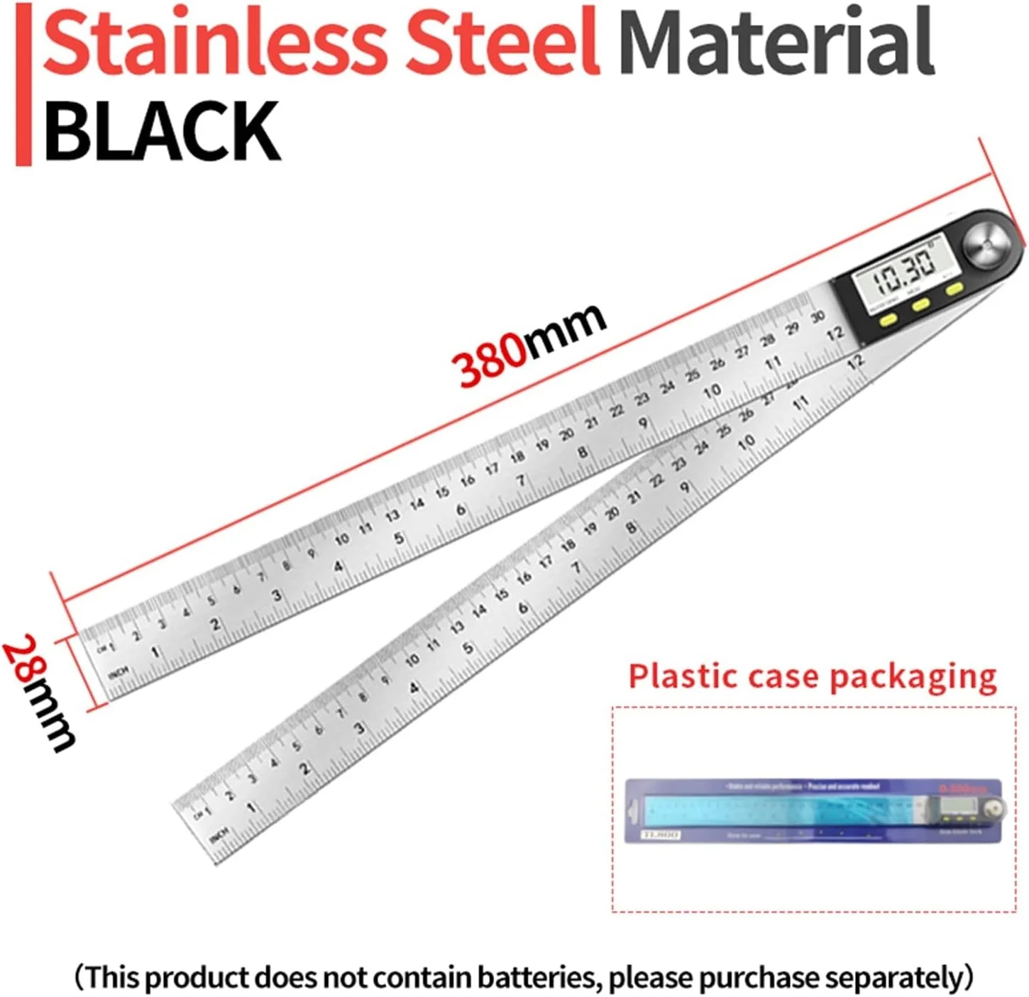 زاویه یاب دیجیتال چوب GZDcjsc، گونیا، ابزار الکترونیکی نجاری، زاویه یاب، خط کش اندازه گیری چند زاویه ای، ابزار دقیق (گونیا فولادی P3)