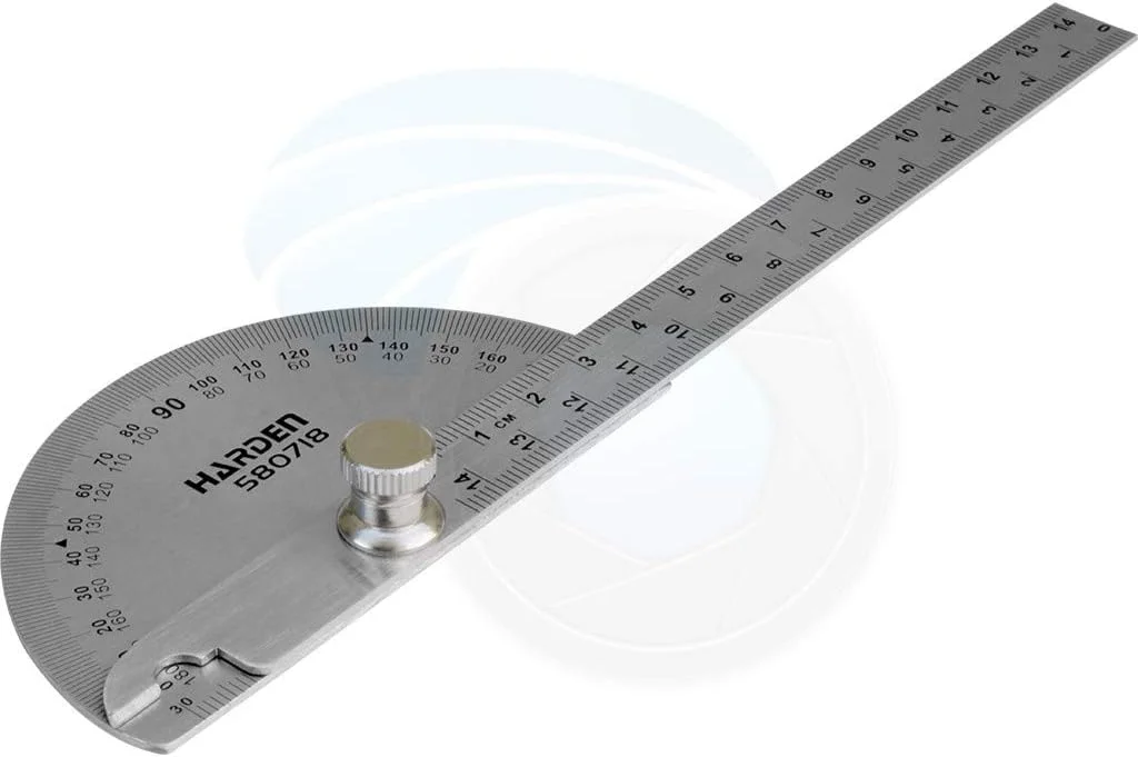 Harden Stainless Steel Bevel Protraction 180 Degree Angle Protractor Ruler Protractor
