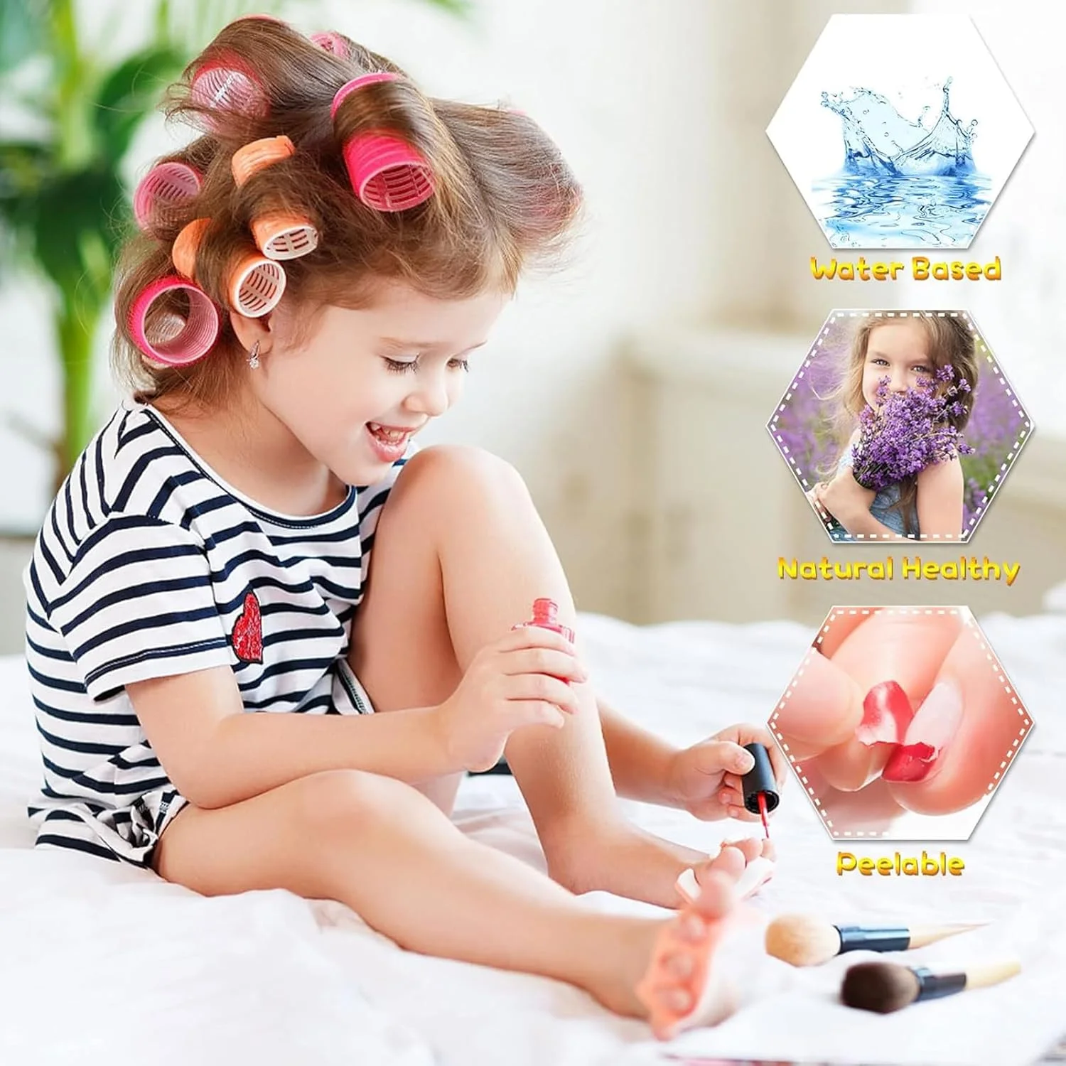 لاک ناخن کودکانه Beauenty، مجموعه لاک ناخن 12 رنگ غیر سمی بر پایه آب با 3 برچسب، مجموعه لاک ناخن غیر سمی و ایمن برای دختران بالای 5 سال برای مهمانی ها، تولد و آرایش