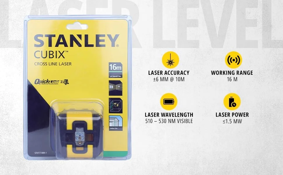 تراز لیزری خطی متقاطع استنلی Intelli Tools Cubix، پرتو سبز، STHT77499-1 تراز لیزری خطی متقاطع استنلی Intelli Tools Cubix، پرتو سبز، STHT77499-1