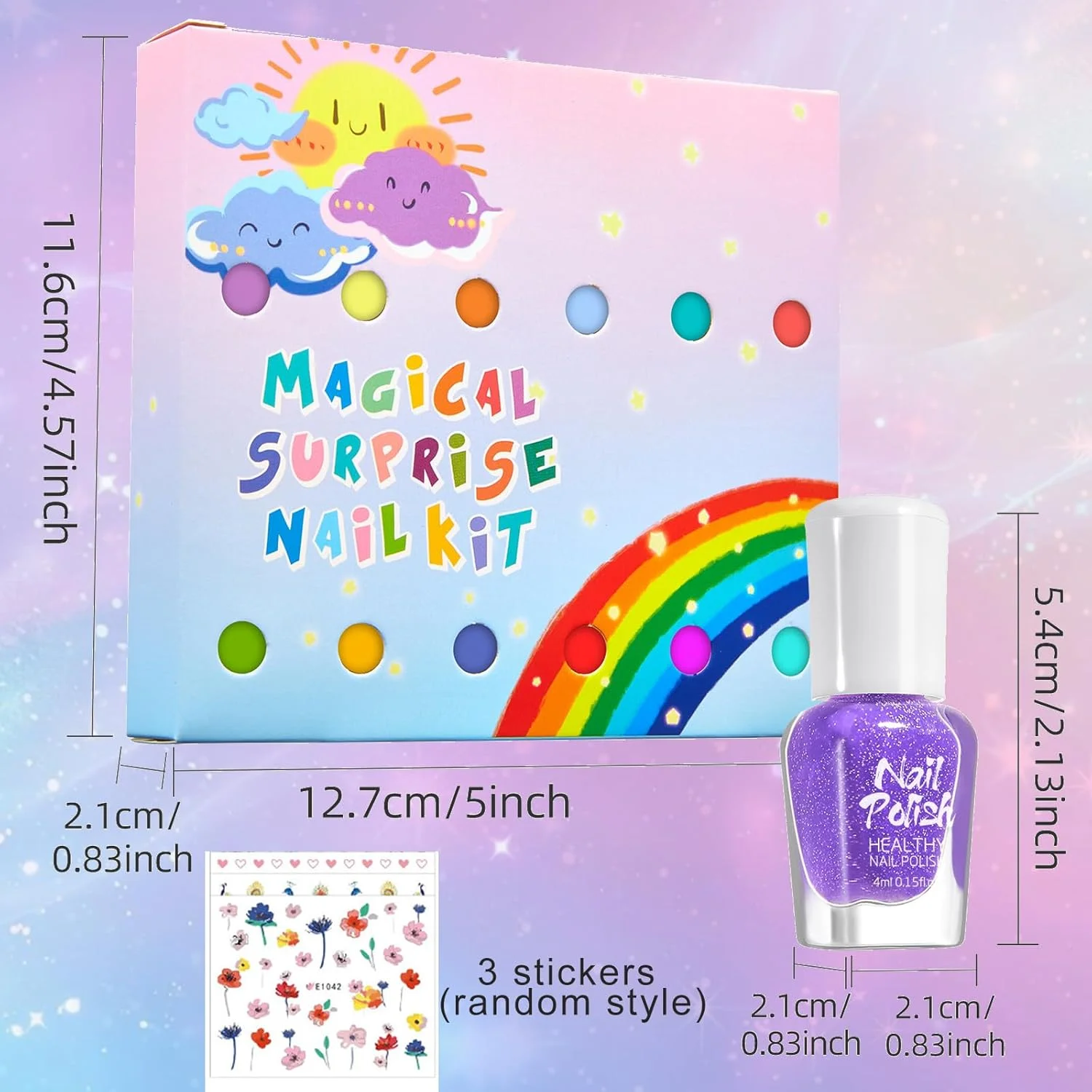 لاک ناخن کودکانه Beauenty، مجموعه لاک ناخن 12 رنگ غیر سمی بر پایه آب با 3 برچسب، مجموعه لاک ناخن غیر سمی و ایمن برای دختران بالای 5 سال برای مهمانی ها، تولد و آرایش