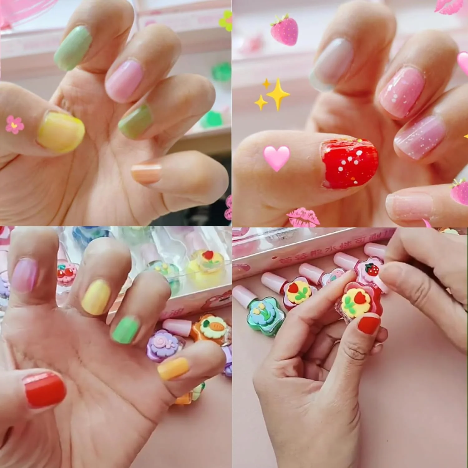 لاک ناخن کودکانه Beauenty، مجموعه لاک ناخن 12 رنگ غیر سمی بر پایه آب با 3 برچسب، مجموعه لاک ناخن غیر سمی و ایمن برای دختران بالای 5 سال برای مهمانی ها، تولد و آرایش