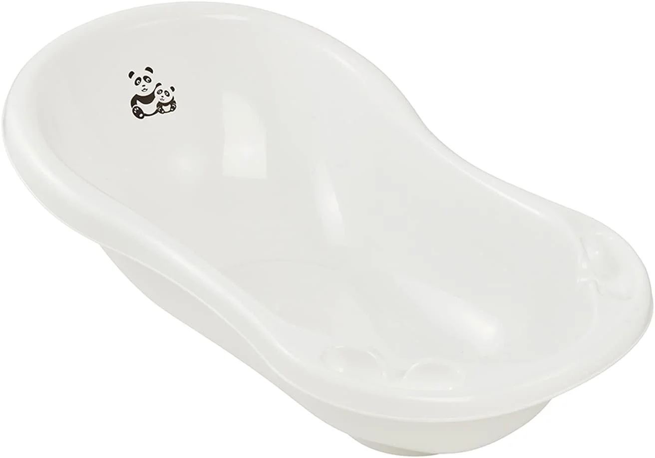 وان حمام کودک کیپر مدل پاندا با طول 84 سانتی متر و دارای درپوش تخلیه - وان پلاستیکی ارگونومیک و فاقد BPA برای نوزادان و کودکان نوپا - دارای پایه ضد لغزش و درپوش تخلیه برای حمام کردن آسان و ایمن