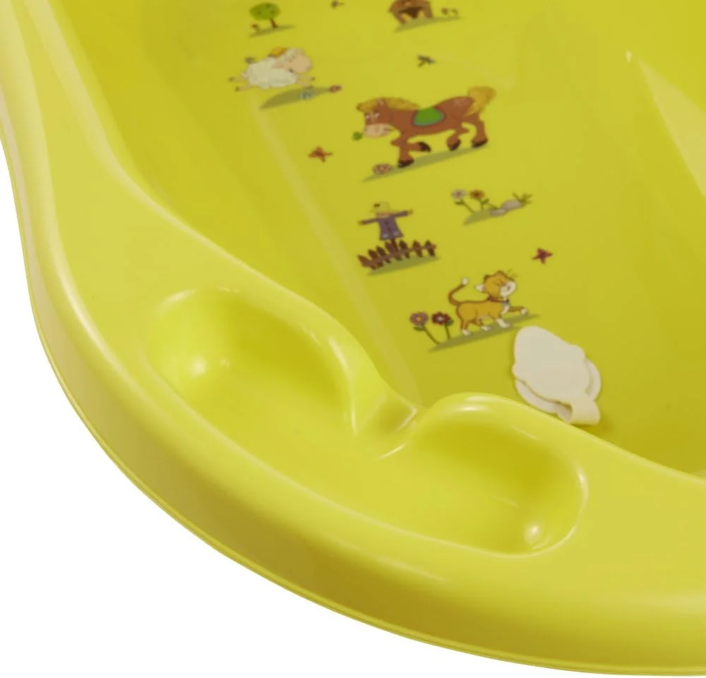 وان حمام کودک کیپر 84 سانتی متری با درپوش طرح مزرعه سبز چمن، فاقد BPA، وان نوزاد با طراحی ارگونومیک و تخلیه آب، ساخت اروپا مناسب نوزادان و کودکان نوپا