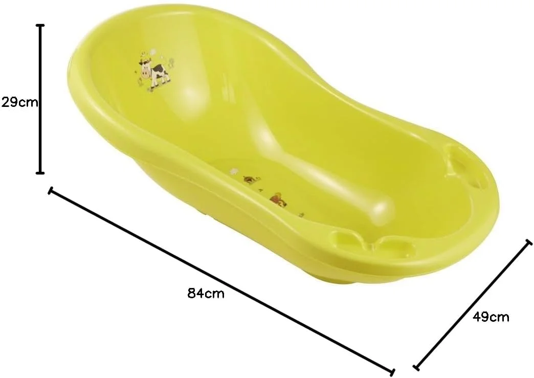 وان حمام کودک کیپر 84 سانتی متری با درپوش طرح مزرعه سبز چمن، فاقد BPA، وان نوزاد با طراحی ارگونومیک و تخلیه آب، ساخت اروپا مناسب نوزادان و کودکان نوپا