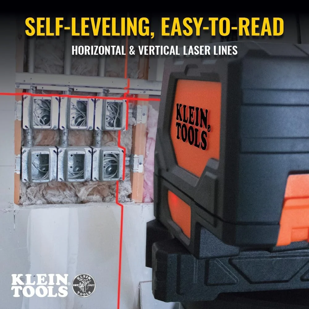 تراز لیزری خودتراز Klein Tools 93LCLS، تراز خطی متقاطع با نقطه شاقول و گیره نصب مغناطیسی تراز لیزری خودتراز Klein Tools 93LCLS، تراز خطی متقاطع با نقطه شاقول و گیره نصب مغناطیسی