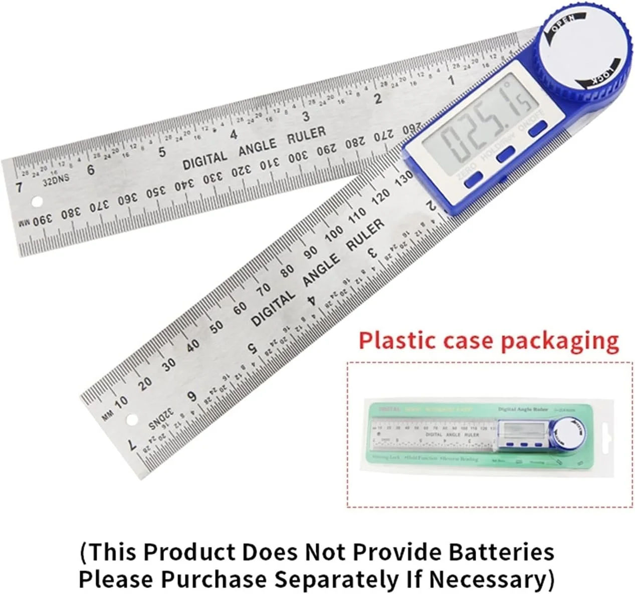 گونیا دیجیتال GZDcjsc، زاویه یاب دیجیتال، گونیا متریک، گونیومتر 360 درجه، ابزار اندازه گیری گونیا زاویه راست استیل ضد زنگ 200 میلی متر (رنگ: P200mm Digiangle جدید)
