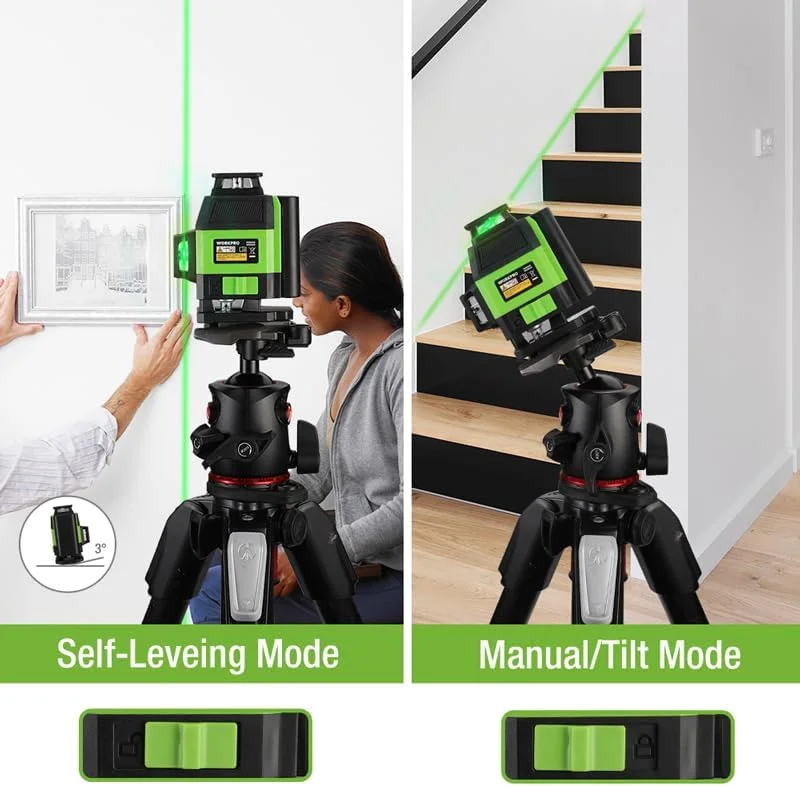 کیت تراز لیزری خودتراز شونده 3x360° 12 خطی سبز رنگ WORKPRO کیت تراز لیزری خودتراز شونده 3x360° 12 خطی سبز رنگ WORKPRO