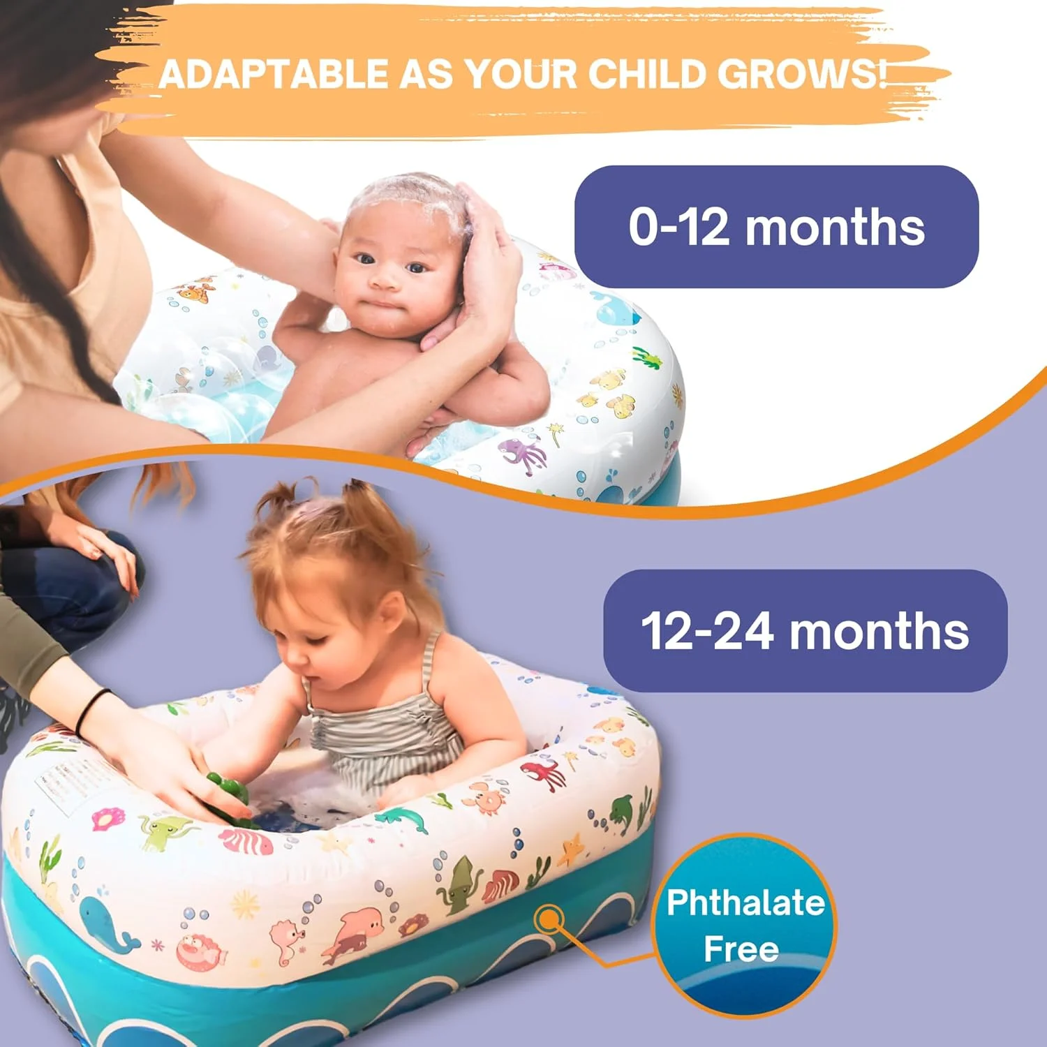 وان بادی کودک طرح زیر دریا Mommy's Helper، وان حمام تاشو و ایمن کودک با زین ضد لغزش، وان مسافرتی ضروری کودک نوپا، وان حمام قابل حمل، مناسب برای 6 تا 24 ماه وان بادی کودک طرح زیر دریا Mommy's Helper، وان حمام تاشو و ایمن کودک با زین ضد لغزش، وان مسافرتی ضروری کودک نوپا، وان حمام قابل حمل، مناسب برای 6 تا 24 ماه