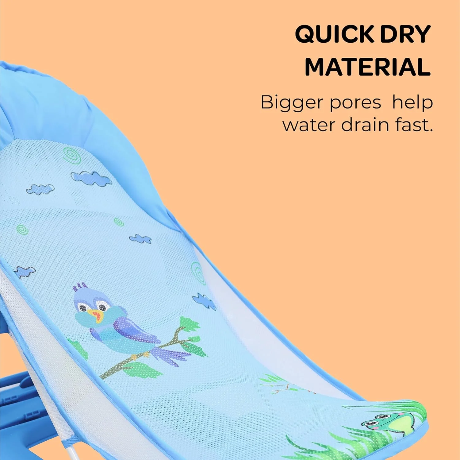 صندلی حمام کودک ماه مدل Shower Me - صندلی حمام کودک قابل تنظیم با 3 حالت خوابیده - صندلی نوزاد با پارچه توری قابل جدا شدن/شستشو - تاشو - مناسب برای وان/سینک از 0 ماهگی - آبی تیره