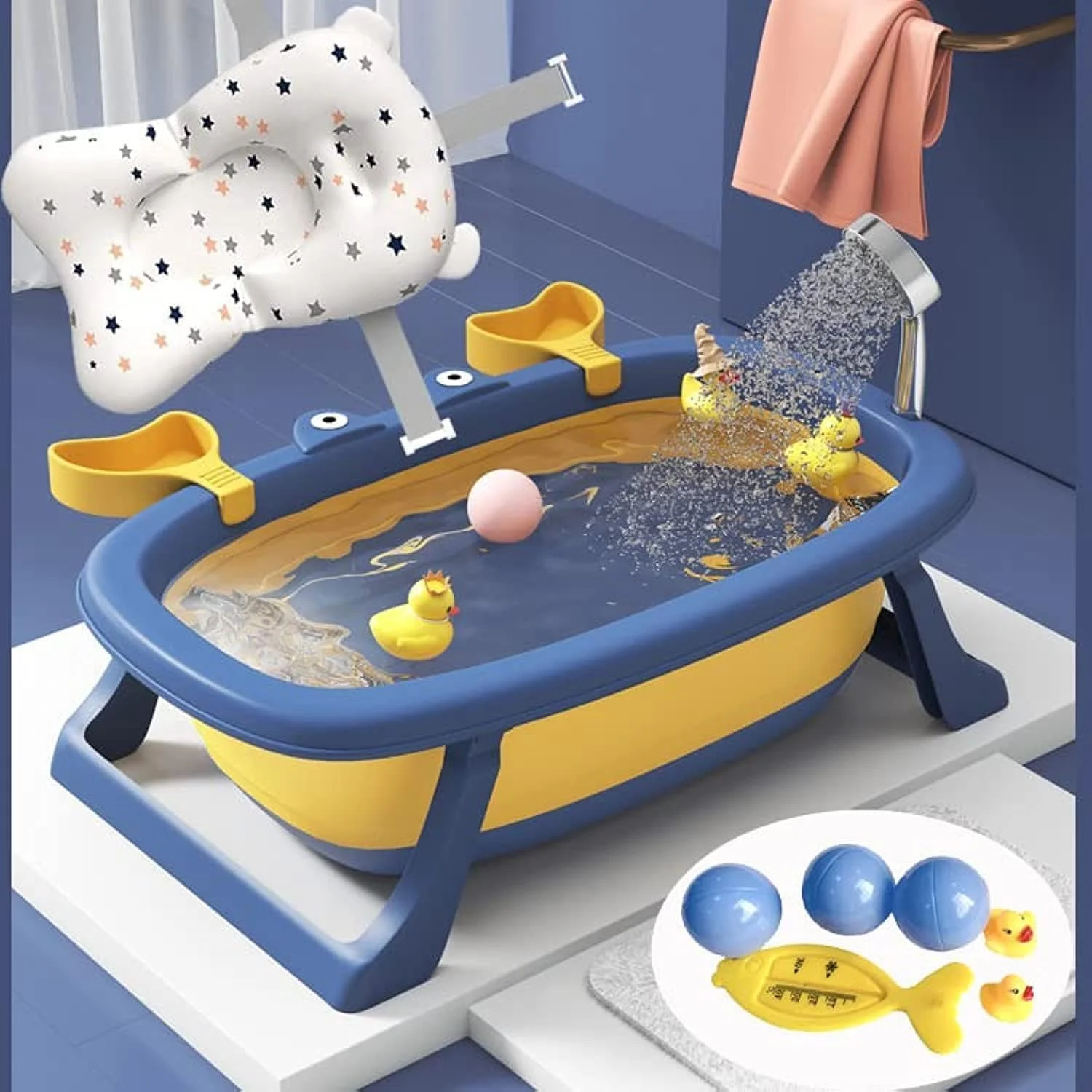 وان حمام تاشو نوزاد پریمیفای به همراه بالشتک، مناسب کودکان 0-2 سال، ضد لغزش