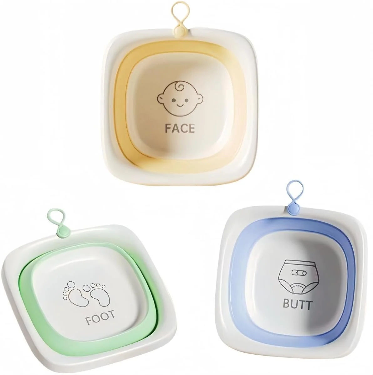 لگن تاشو و قابل حمل کودک، مناسب شستشوی شیشه شیر کودک، لگن چند منظوره و سبک وزن برای خانه، محل کار و کمپینگ در فضای باز، بسته 3 عددی