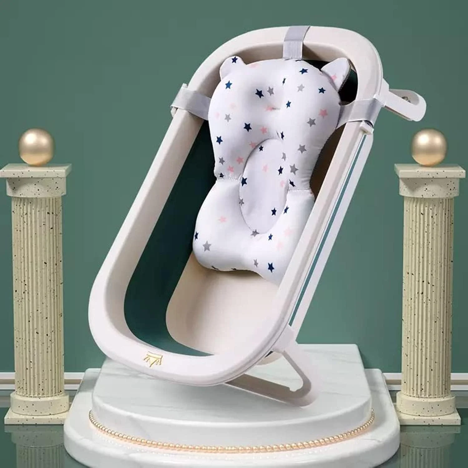 وان حمام تاشو پلاستیکی نئو کلاسیک برای نوزادان و کودکان نوپا به همراه پایه و تخت حمام