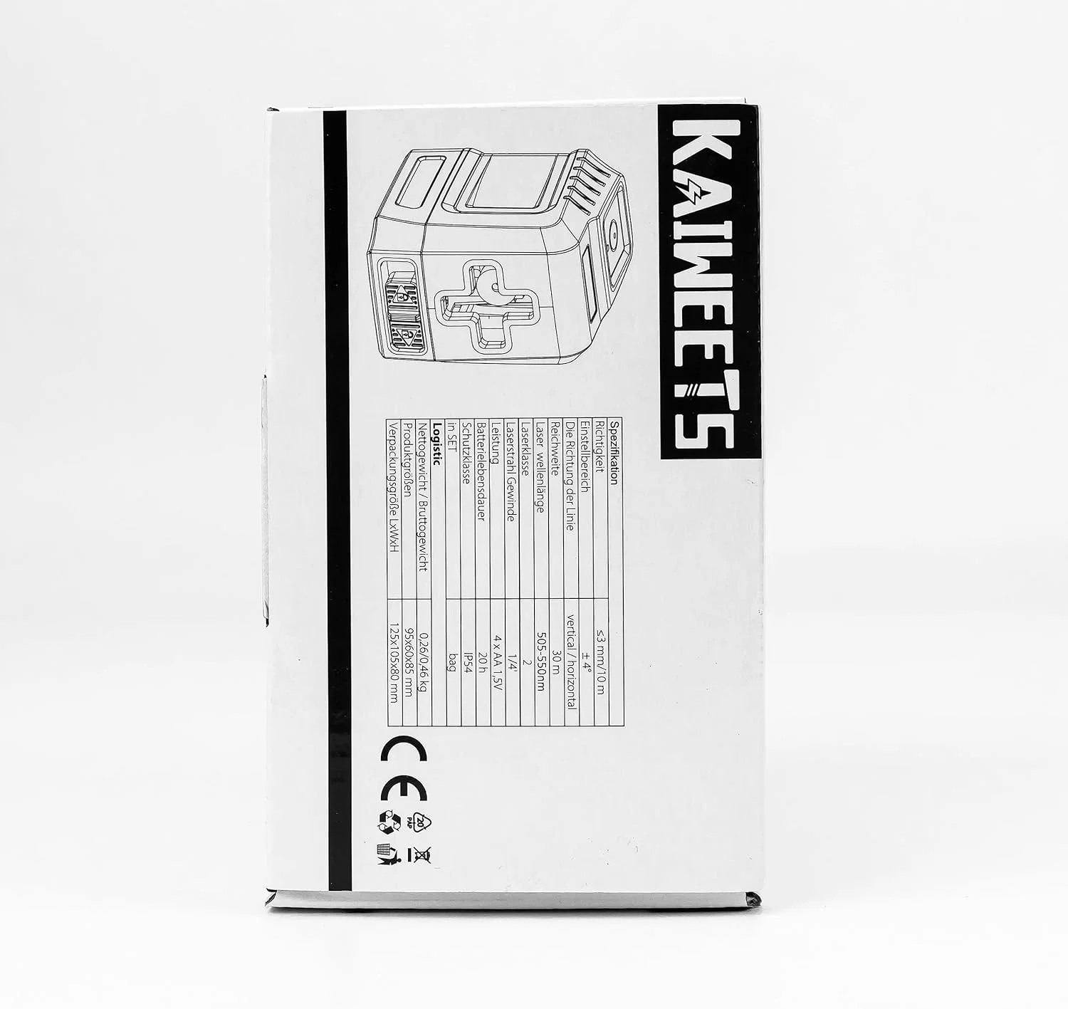 تراز لیزری سبز KAIWEETS، خط لیزر متقاطع، تراز لیزری خودتراز با برد 30 متر، دارای حالت دستی و عملکرد پالس، IP54، روشنایی خط قابل تنظیم، کیف حمل، پایه مغناطیسی، 2 عدد باتری قلمی