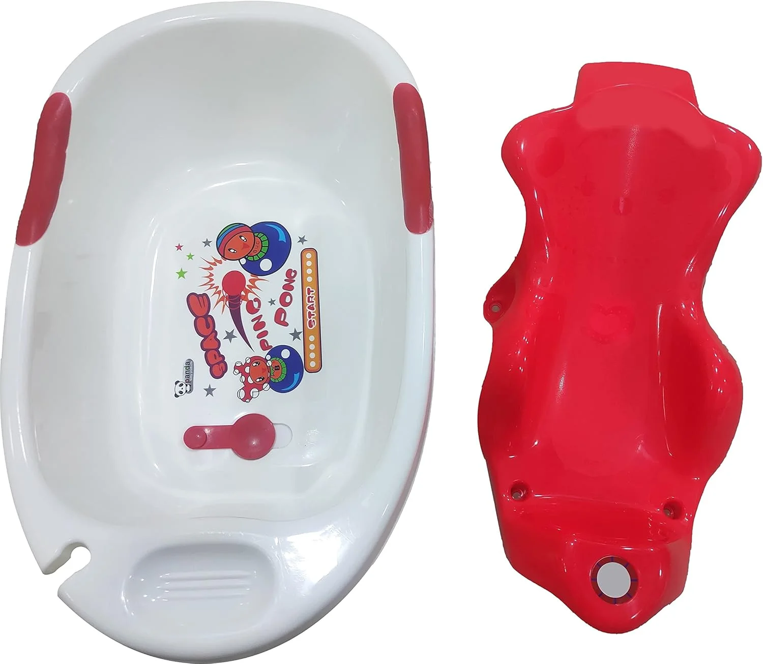 وان حمام پلاستیکی ضد لغزش کودک اودلی به همراه توری نگهدارنده ضد لغزش مناسب حمام، دوش و بازی با حباب (سفید)