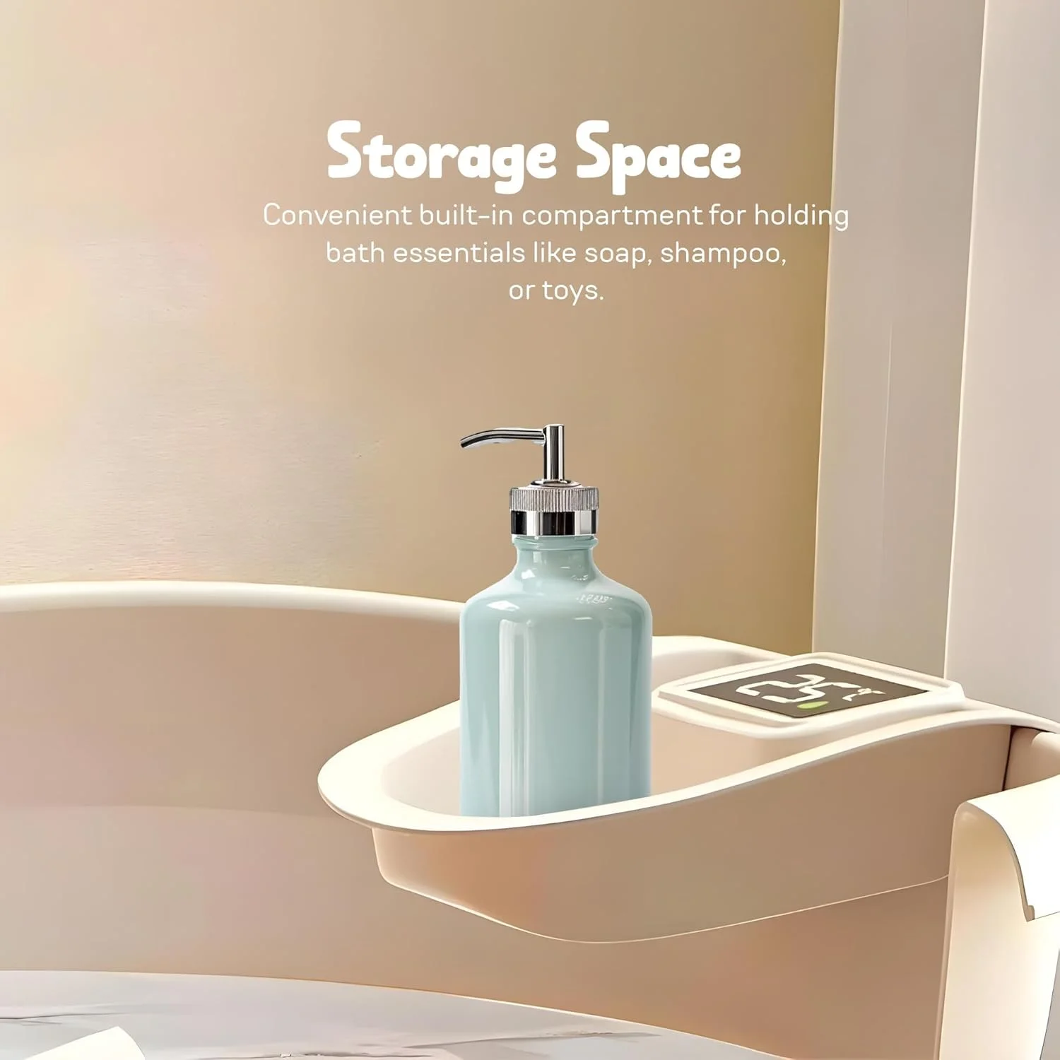 وان حمام کودک Baybee، صندلی حمام نوزاد، استخر شنای کوچک، وان کودک با پشتیبانی ضد لغزش و تکیه گاه سر نرم، وان حمام کودک برای کودکان 0 تا 2 سال (نارنجی)