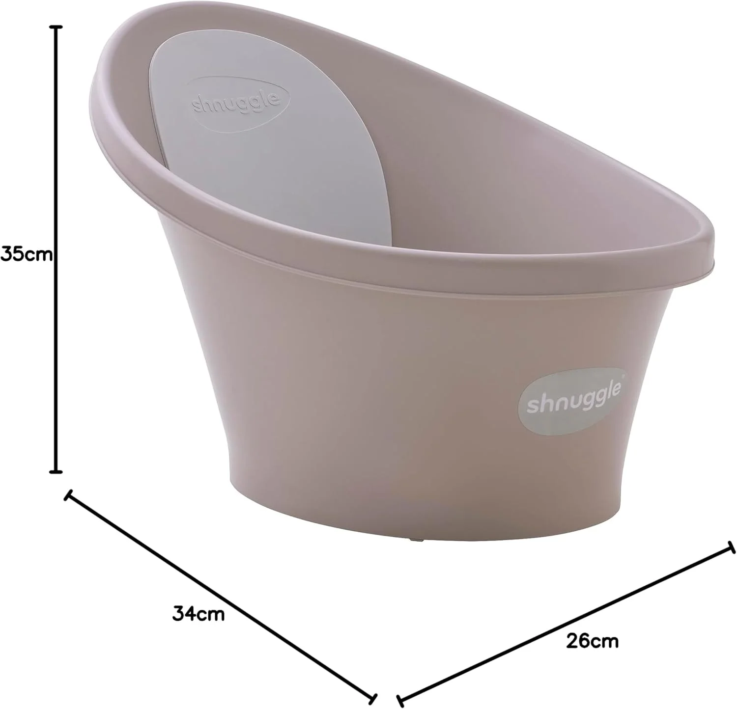 وان حمام نوزاد Shnuggle | دارای برآمدگی تکیه‌گاه و پشتی نرم | مناسب از بدو تولد | دارای درپوش تخلیه (طوسی)