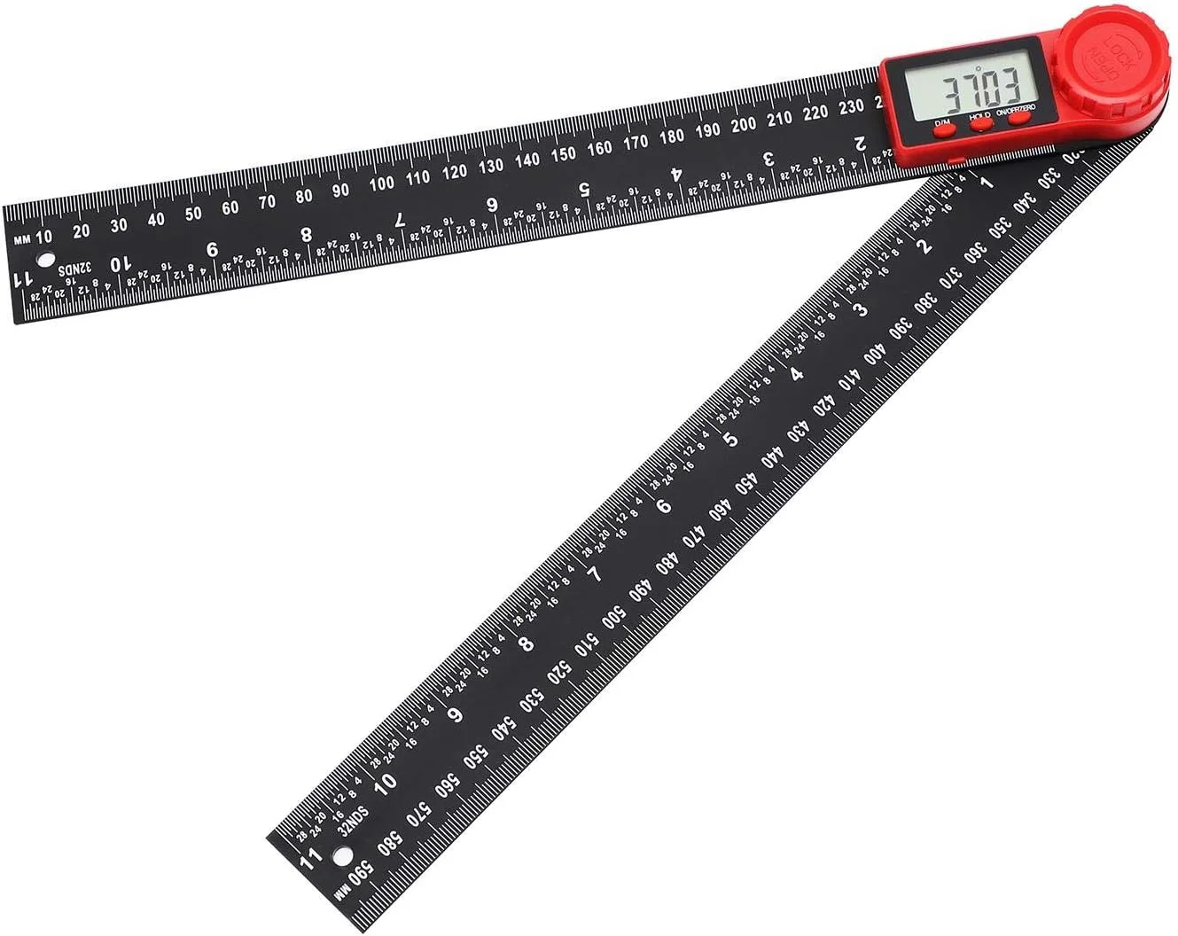 زاویه یاب دیجیتال TOPWAY، 300 میلی متر (12 اینچ)، فیبر کربنی 0-360 درجه، شیب سنج الکترونیکی، گونیا، نقاله، ابزار اندازه گیری زاویه با صفحه نمایش LCD برای مهندسی، نجاری و ساخت و ساز