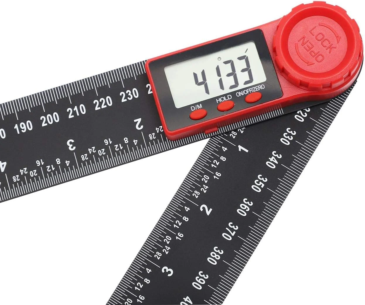 زاویه یاب دیجیتال TOPWAY، 300 میلی متر (12 اینچ)، فیبر کربنی 0-360 درجه، شیب سنج الکترونیکی، گونیا، نقاله، ابزار اندازه گیری زاویه با صفحه نمایش LCD برای مهندسی، نجاری و ساخت و ساز