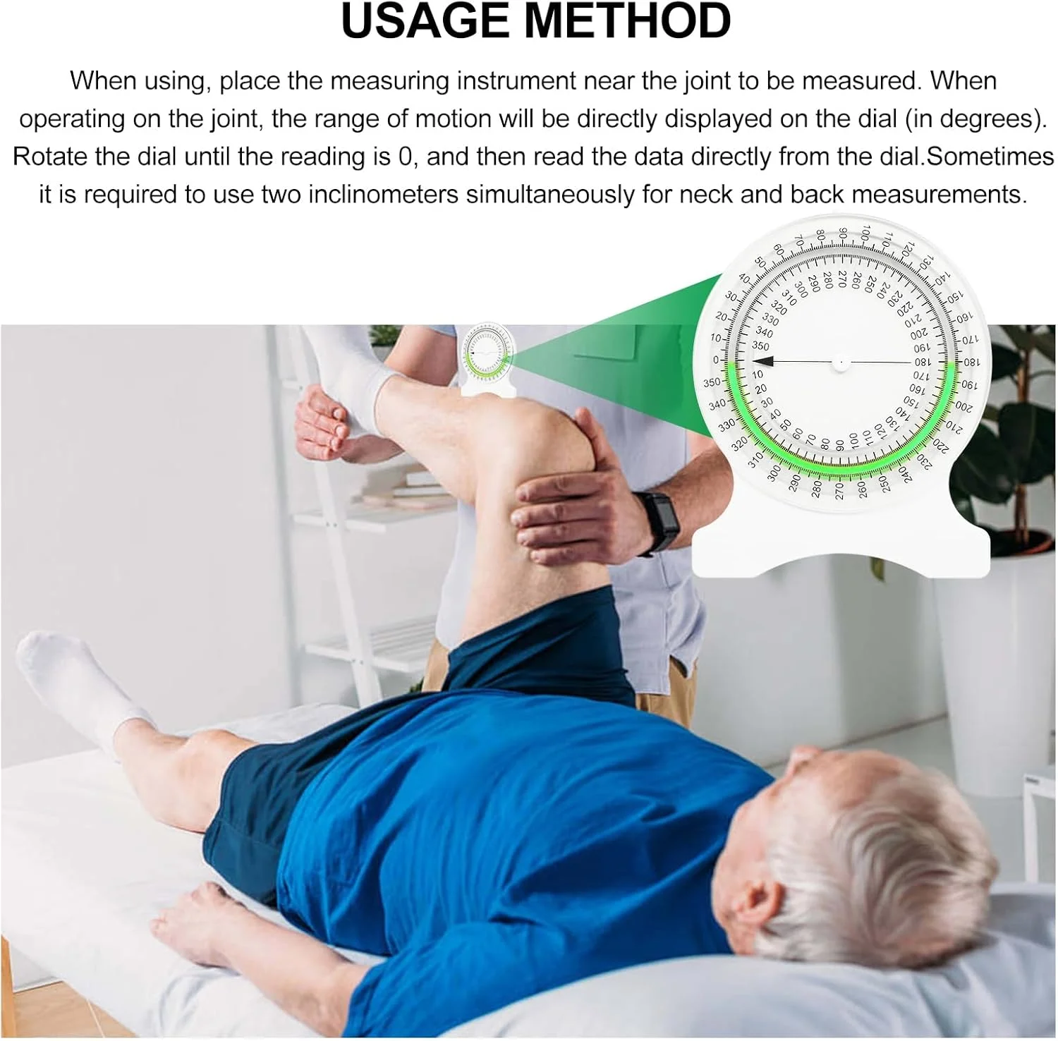 ابزار اندازه گیری دامنه حرکتی شیب سنج فیزیکی برای متخصصان بهداشت - آبی سبز