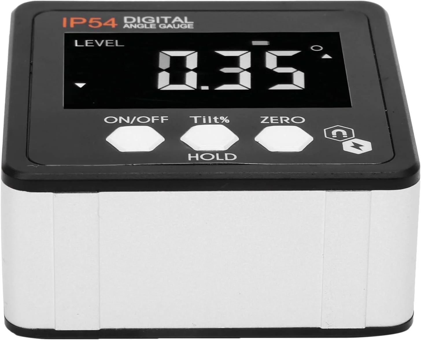 زاویه یاب دیجیتال، شیب سنج دیجیتال ال سی دی، جعبه اریب سنج زاویه ای، 4x90 درجه IP54 سفید روی مشکی