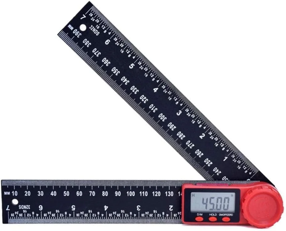 زاویه سنج دیجیتال فیبر کربنی HLGLQZ با صفحه نمایش LCD 360 درجه، 200/300 میلی متر، شیب سنج گونیومتر نقاله، زاویه یاب، خط کش اندازه گیری، 200 میلی متر