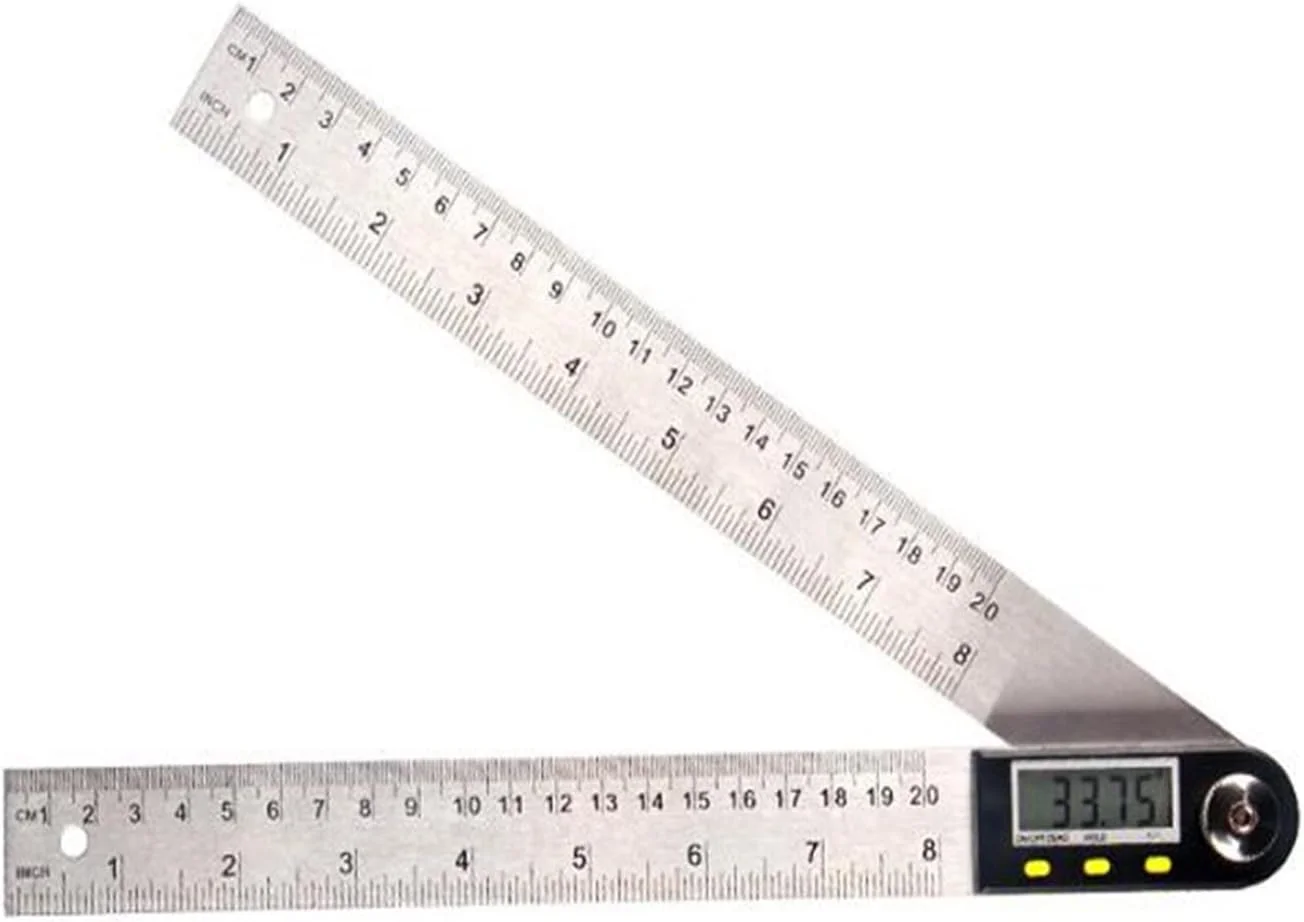 گونیا دیجیتال زاویه سنج 200 میلی متری HOKVJ، ابزار اندازه گیری شیب سنج، تراز، زاویه یاب الکترونیکی، خط کش زاویه استیل (رنگ: 200 میلی متر)