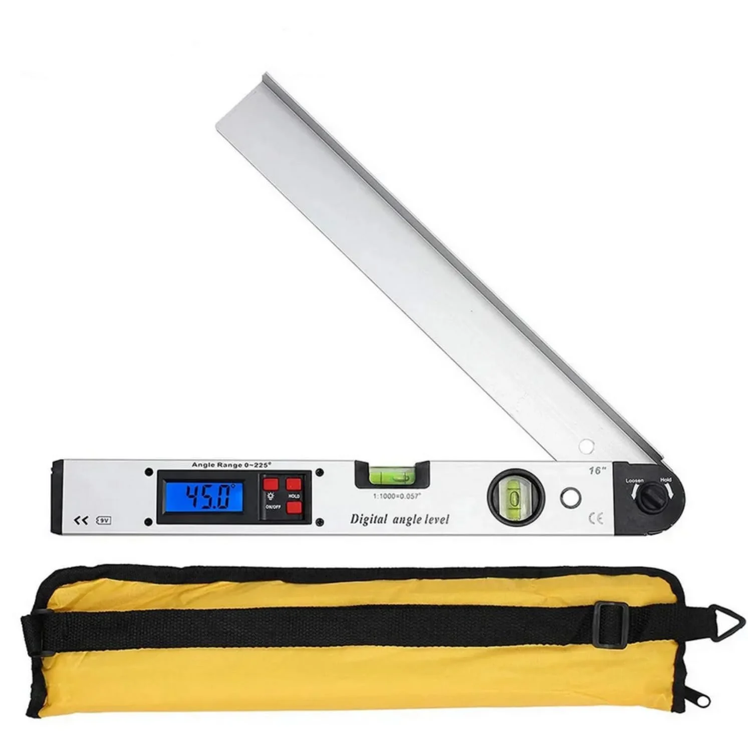 SKEIDO 400mm/16inch 0-225 Degree Protractor Spirit Level Digital Angle Finder Gauge Meter Angle Finder With Level Bubble SKEIDO 400mm/16inch 0-225 Degree Protractor Spirit Level Digital Angle Finder Gauge Meter Angle Finder With Level Bubble